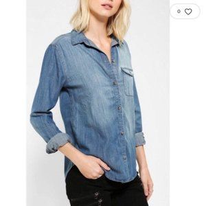 UO Button-Down Dark Chambray Shirt